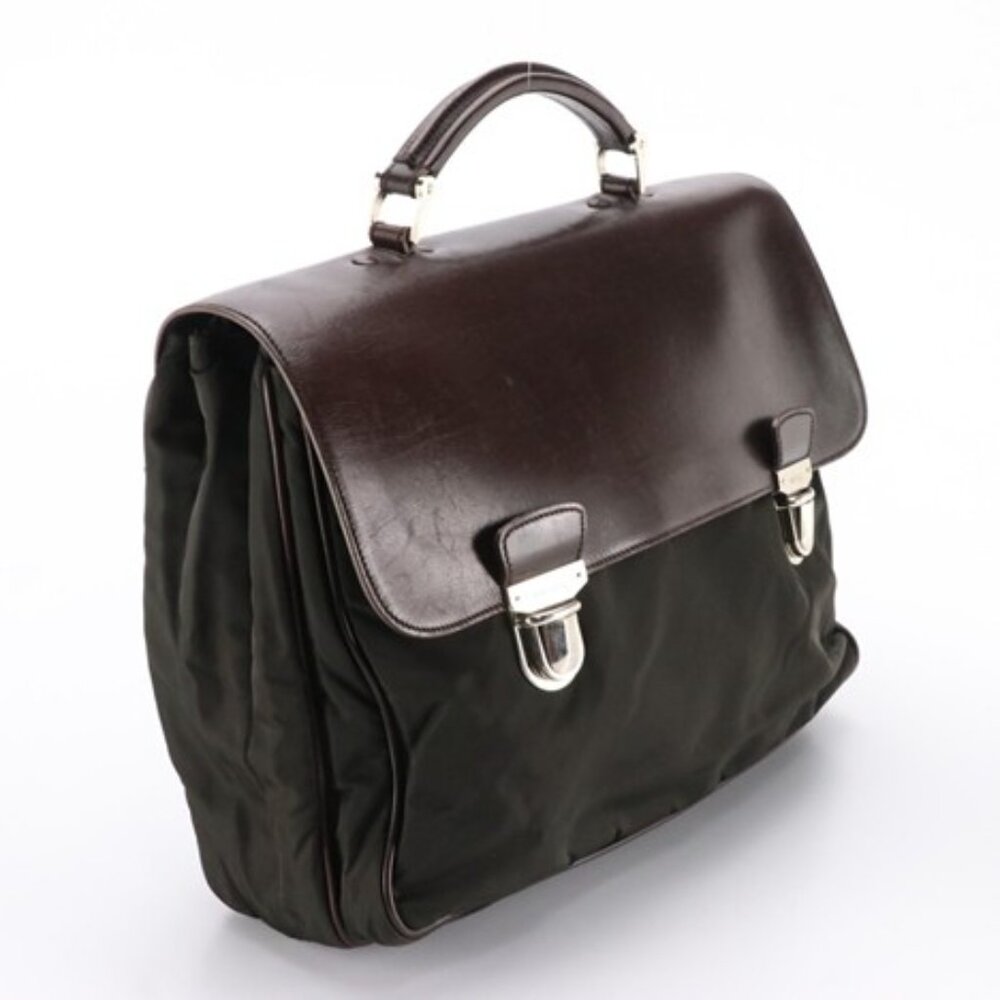 Prada Brown Tessuto Nylon and Leather Briefcase-Business Bag - Picture 2 of 7